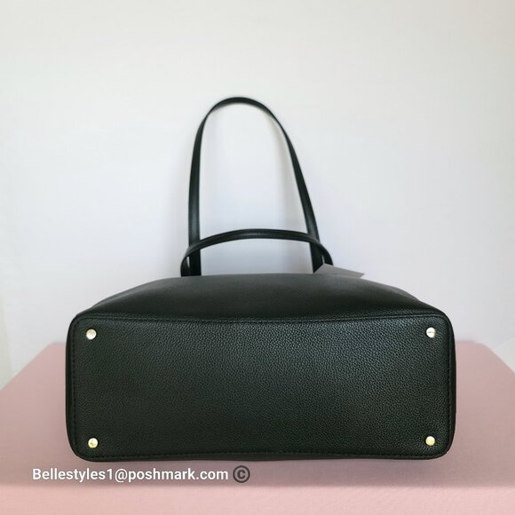 KATE SPADE Monet Triple Compartment Pebbled Leather Large Tote - Black color 🎈 - Picture 10 of 16